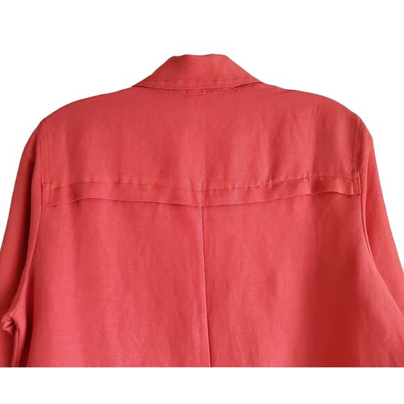 CHRISTOPHER CJ BANKS S M Blazer Jacket Orange Linen Blend 3/4 Sleeve 38" NEW NWT - Picture 6 of 8